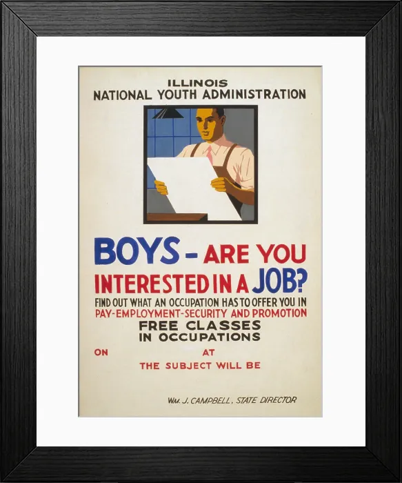 Framed Print : Help Wanted. Boys - are you interested in a job