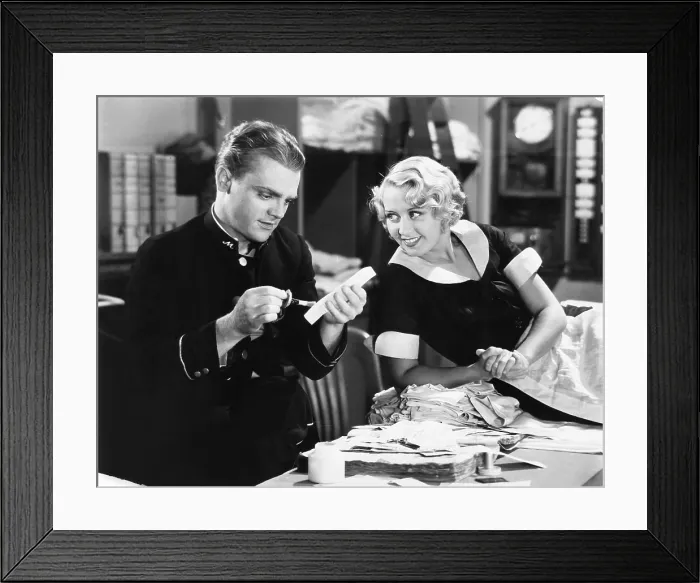 Framed Print : BLONDE CRAZY, from left: James Cagney, Joan Blondell, 1931