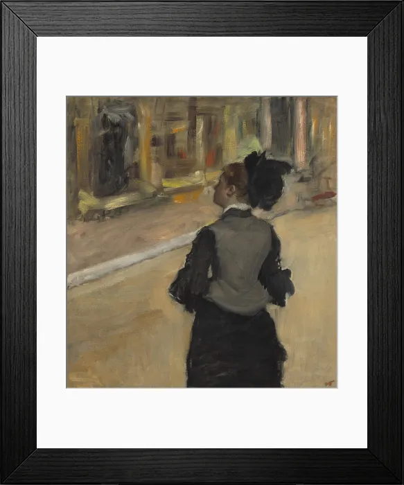 Framed Print : Woman Viewed from Behind (Visit to a Museum), by Edgar Degas, 1879-85, French impressionist painting, oil on canvas