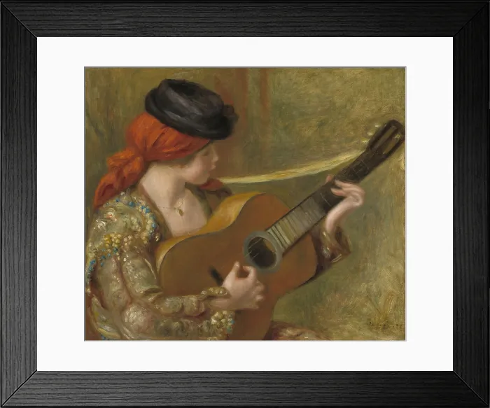 Framed Print : Young Spanish Woman with a Guitar, by Auguste Renoir, 1898, French impressionist painting, oil on canvas