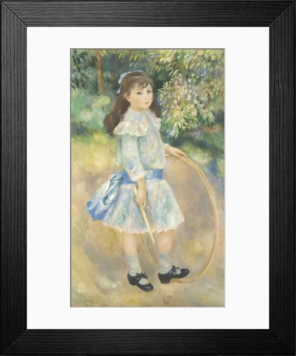 Framed Print : Girl with a Hoop, by Auguste Renoir, 1885, French impressionist painting, oil on canvas. Renoir was commissioned to paint this portrait of a nine-year-old named Marie Goujon Framed Print : Girl with a Hoop, by Auguste Renoir, 1885, French impressionist painting, oil on canvas. Renoir was commissioned to paint this portrait of a nine-year-old named Marie Goujon