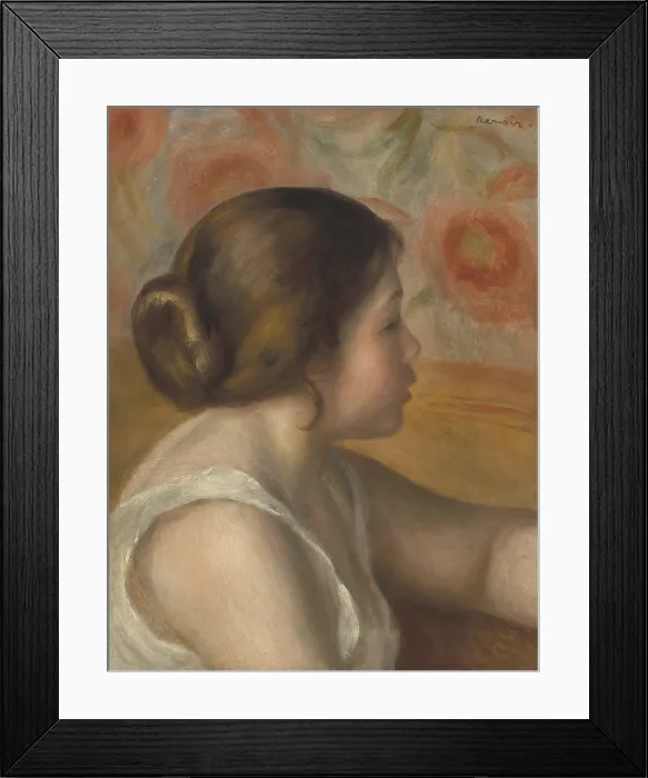 Framed Print : Head of a Young Girl, by Auguste Renoir, 1890, French impressionist painting, oil on canvas Framed Print : Head of a Young Girl, by Auguste Renoir, 1890, French impressionist painting, oil on canvas