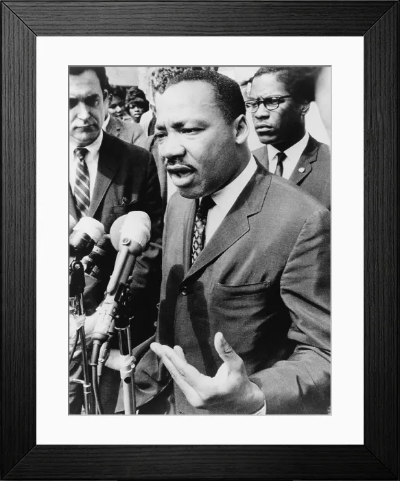 Framed Print : Martin Luther King, Jr. (1929-1968), speaking at an informal news conference in Selma, Alabama, 1965 Framed Print : Martin Luther King, Jr. (1929-1968), speaking at an informal news conference in Selma, Alabama, 1965