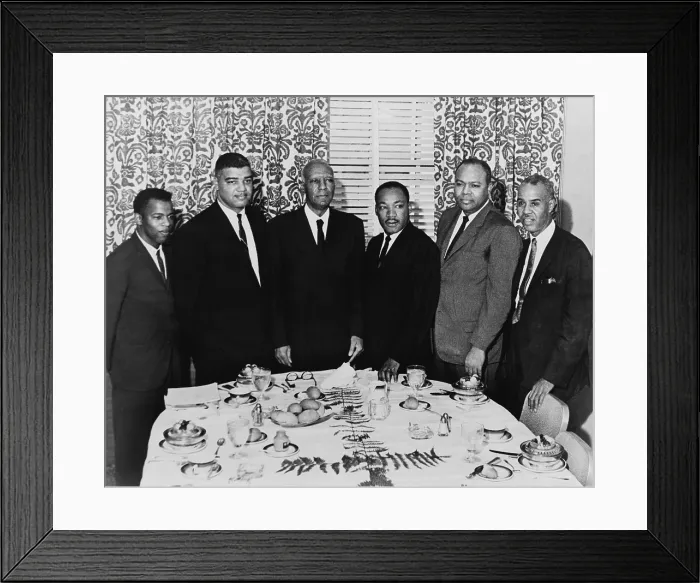 Framed Print : The planners of the 1963 March on Washington meeting in New York City, 1963: (L to R), John Lewis, Whitney Young, Jr. Martin Luther King, Jr. James Farmer, and Roy Wilkins