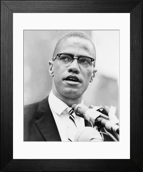 Framed Print : Malcolm X (1925-1965), forceful African American leader, whose militancy contrasted with Martin Luther King's non-violent civil disobedience