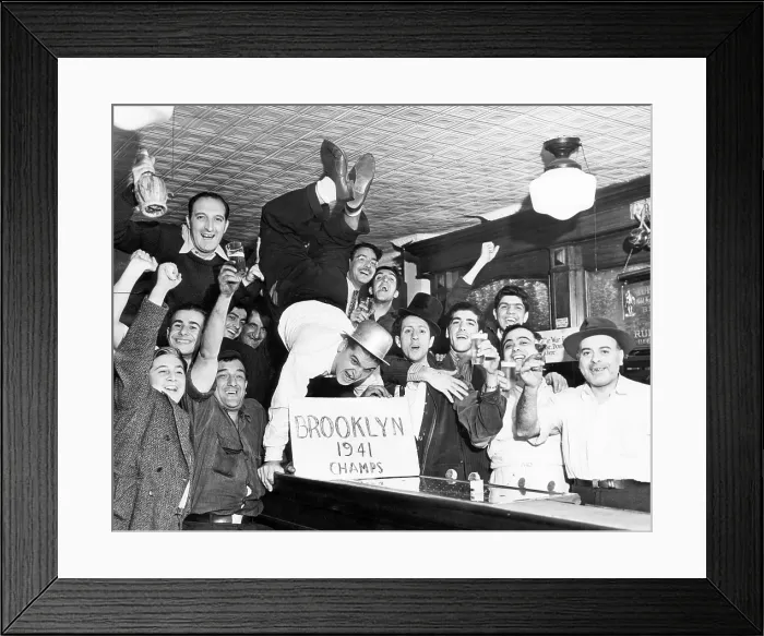 Framed Print : Fans cheer a Brooklyn Dodgers Pennant Victory in a bar on Withers Street. New York City, September 25, 1941. Courtesy: CSU Archives / Everett Collection Framed Print : Fans cheer a Brooklyn Dodgers Pennant Victory in a bar on Withers Street. New York City, September 25, 1941. Courtesy: CSU Archives / Everett Collection