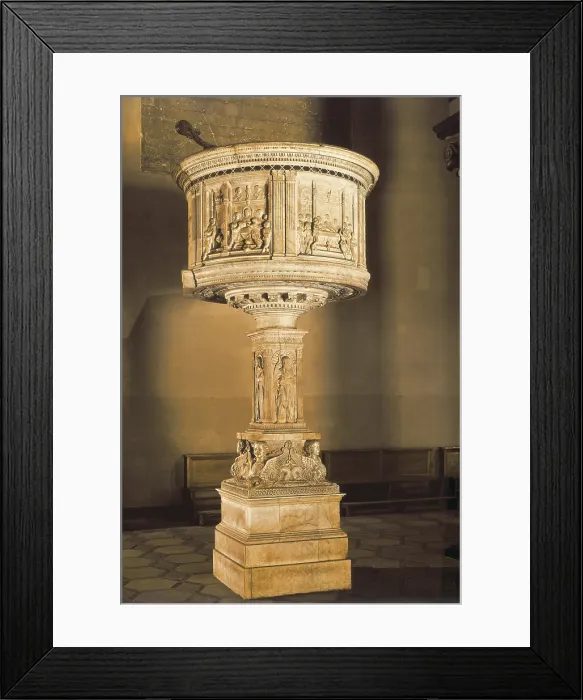 Framed Print : FIESOLEMino da (1429-1484); ROSSELLINOAntonio (1427-1479). Pulpit. ca. 1473. Work by Rosselino with reliefs by Mino da Fiesole. Renaissance art. Quattrocento. Florentine school Framed Print : FIESOLEMino da (1429-1484); ROSSELLINOAntonio (1427-1479). Pulpit. ca. 1473. Work by Rosselino with reliefs by Mino da Fiesole. Renaissance art. Quattrocento. Florentine school