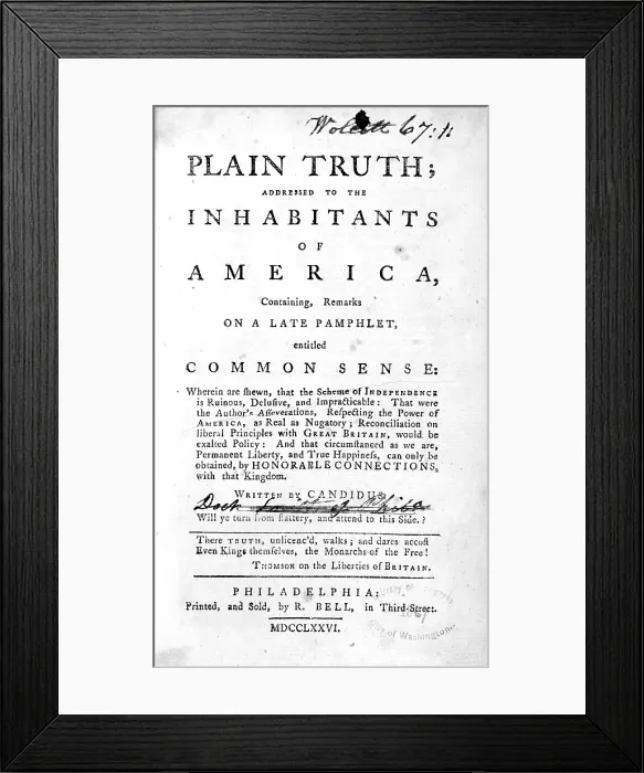 Framed Print : A response to Thomas Paine's Common Sense