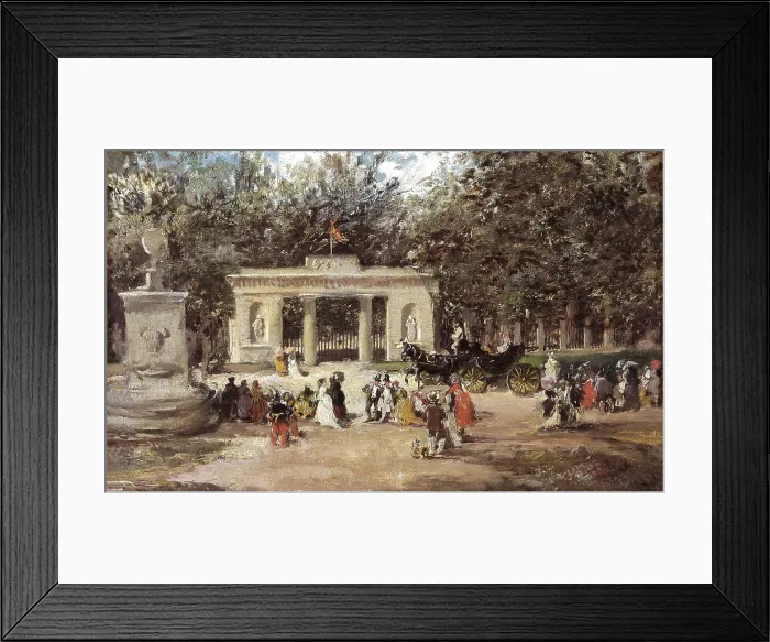 Framed Print : DOMINGO MARQUES, Francisco (1842-1920). The Gate of the Botanical Gardens in Madrid from the Prado Museum. end 19th c. Oil on canvas. SPAIN. Madrid. Municipal Museum