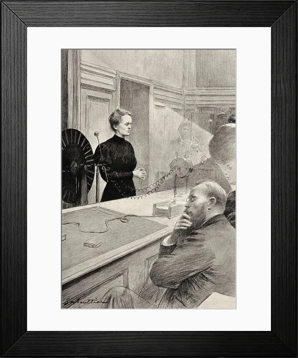 Framed Print : SABATTIER, Louis Rmy (20th century). Marie Curie in the University of La Sorbonne. 1900s