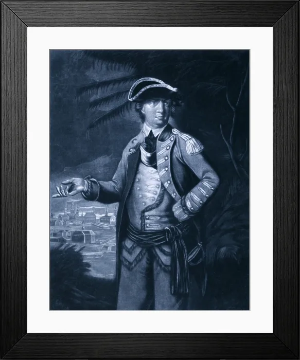 Framed Print : Benedict Arnold - who commanded the provincial troops sent against Quebec, and was wounded in storming that city, Canada in the background, by Thomas Hart, 1776 Framed Print : Benedict Arnold - who commanded the provincial troops sent against Quebec, and was wounded in storming that city, Canada in the background, by Thomas Hart, 1776