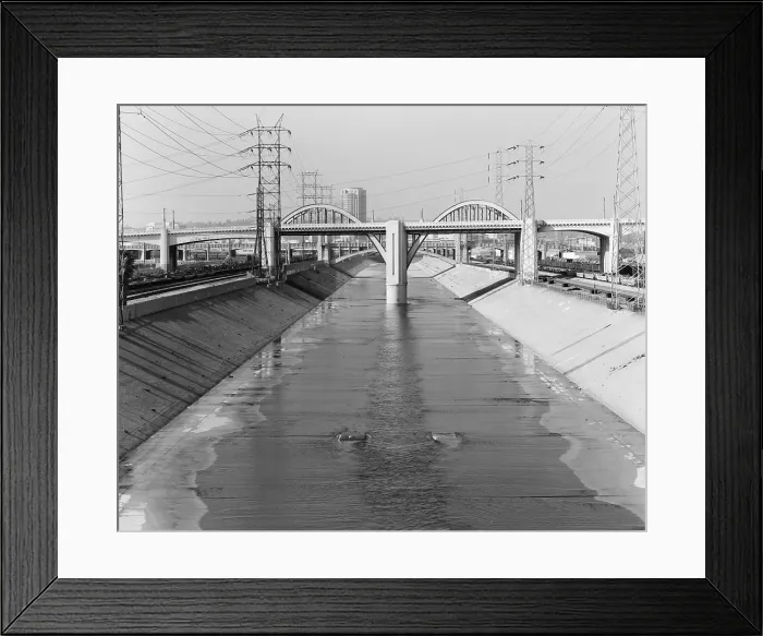 Framed Print : Los Angeles River and the Sixth Street Bridge, an example of Moderne design with detailing referred to as Starved Classicism, designed by Merrill Butler in 1932 Framed Print : Los Angeles River and the Sixth Street Bridge, an example of Moderne design with detailing referred to as Starved Classicism, designed by Merrill Butler in 1932