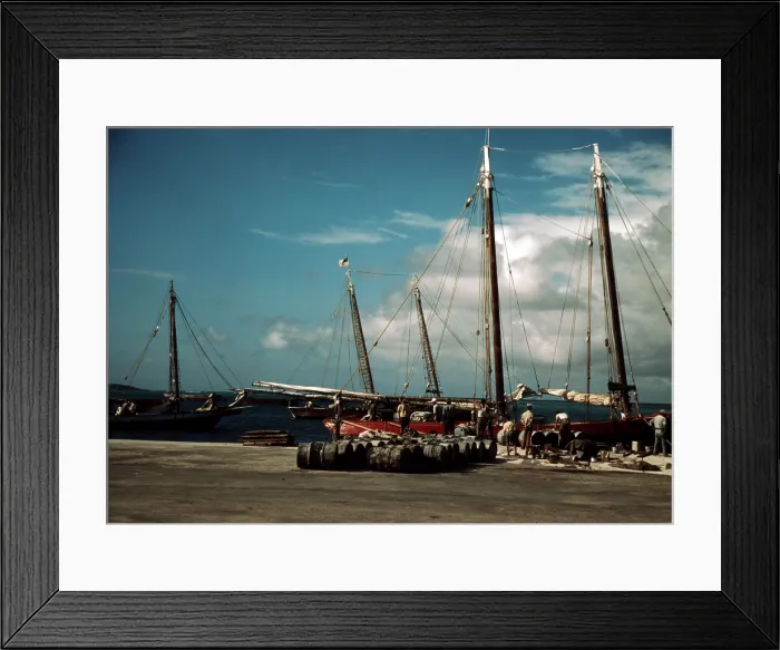 Framed Print : Puerto Rico. A harbor in Puerto Rico, Photograph by Jack Delano, 1941
