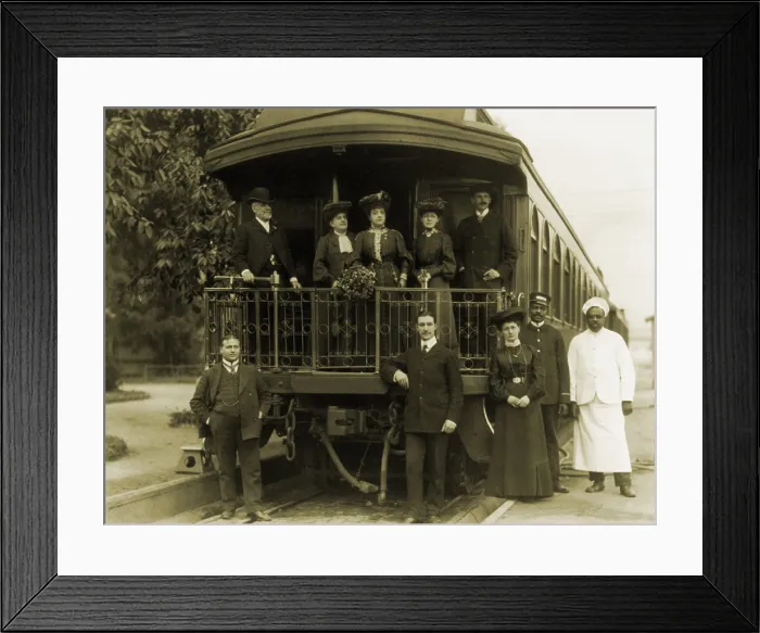 Framed Print : Adelina Patti (1843-1919), operatic coloratura soprano, with her entourage and personal Pullman car during her annual US tour in 1904. After a 40 year career, she retired in 1906