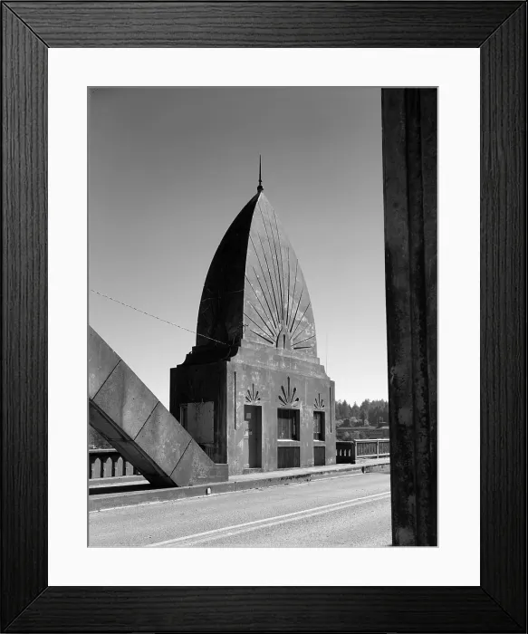 Framed Print : Bridges, detail of the Siuslaw River Bridge, one of five depression-era bridges that completed the Oregon Coast Highway. Designed by Conde B