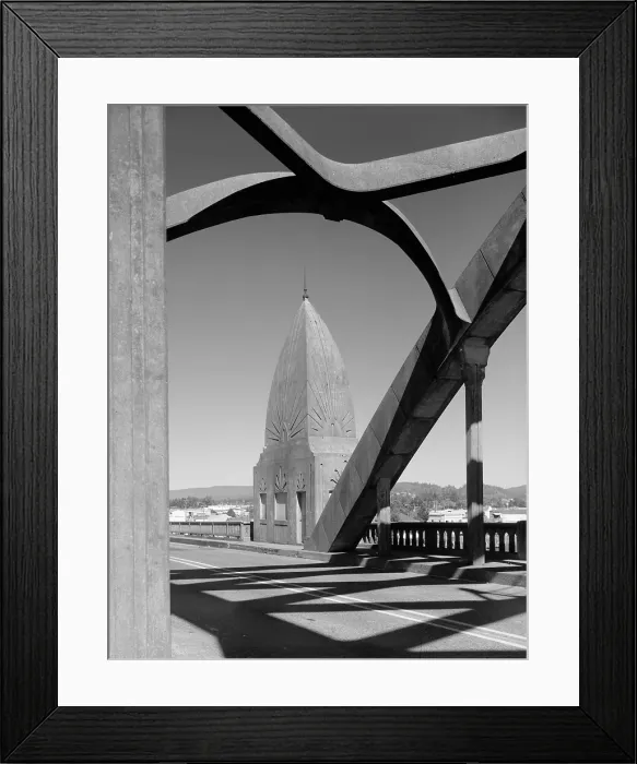 Framed Print : Bridges, detail of the Siuslaw River Bridge, one of five depression-era bridges that completed the Oregon Coast Highway. Designed by Conde B