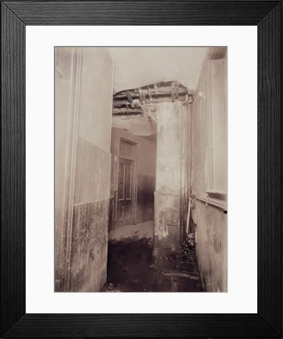 Framed Print : Interior of a New York City tenement, original caption: This is the condition in which I found the lower hall at 266 Elizabeth St. N.Y. 3:00 P.M