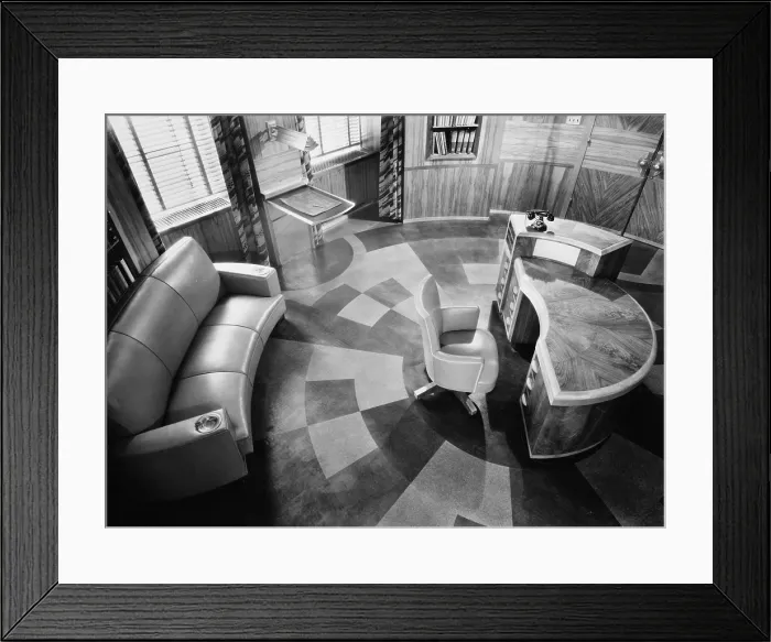 Framed Print : Cincinnati Union Terminal, board Chairman's office, constructed in 1933, partially demolished in 1974, Cincinnati, Ohio, photograph circa early 1970s