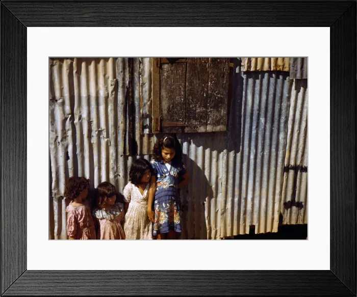 Framed Print : Puerto Rico. Children of tenant farmers in a company housing settlement, Puerto Rico. Photograph by Jack Delano, 1941