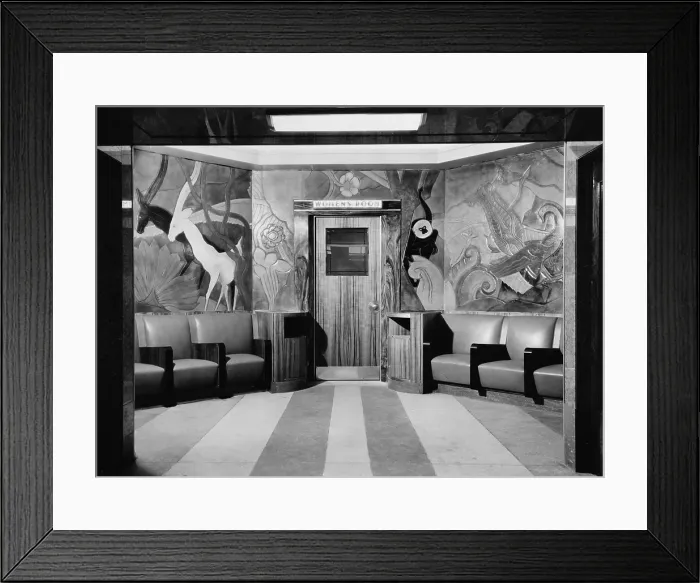 Framed Print : Cincinnati Union Terminal, linoleum sculpture, entrance to women's room, constructed in 1933, partially demolished in 1974, Cincinnati, Ohio, photograph circa early 1970s Framed Print : Cincinnati Union Terminal, linoleum sculpture, entrance to women's room, constructed in 1933, partially demolished in 1974, Cincinnati, Ohio, photograph circa early 1970s