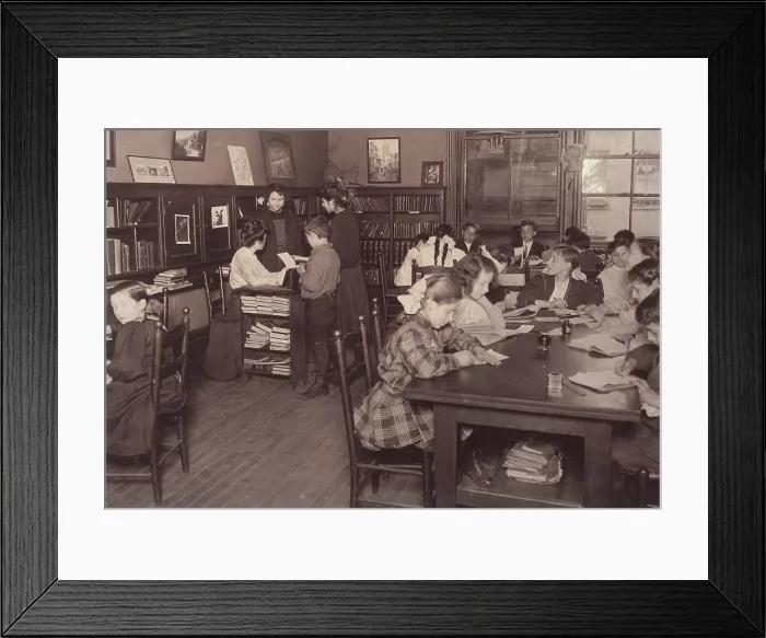 Framed Print : New York City, library, Henry Street Settlement, photograph by Lewis Wickes Hine, May, 1910 Framed Print : New York City, library, Henry Street Settlement, photograph by Lewis Wickes Hine, May, 1910