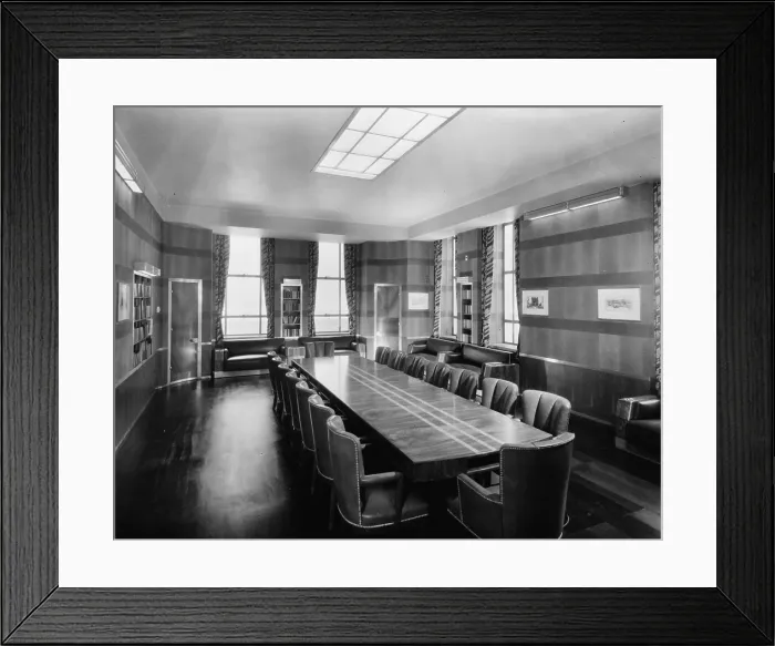 Framed Print : Cincinnati Union Terminal, boardroom, constructed in 1933, partially demolished in 1974, Cincinnati, Ohio, photograph circa early 1970s