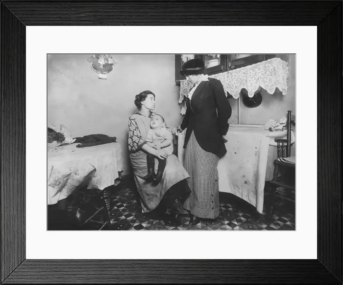 Framed Print : Mentally retarded child, Isidor Rothandler (on lap), 80 Ridge Street, from original caption: Idiopathic Idiocy, Mother worked hard before marriage Framed Print : Mentally retarded child, Isidor Rothandler (on lap), 80 Ridge Street, from original caption: Idiopathic Idiocy, Mother worked hard before marriage