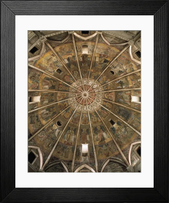 Framed Print : ANTELAMIBenedetto (1150-1233). Baptistry. ITALY. Parma. Baptistry. Cupola depicting Saints and biblical characters. Gothic art. Fresco; Architecture