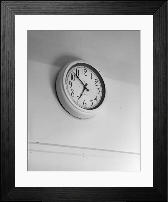Framed Print : James Russell Lowell Elementary School, constructed in 1931, classroom clock in 1931 section, Louisville, Kentucky, photograph circa 1970s