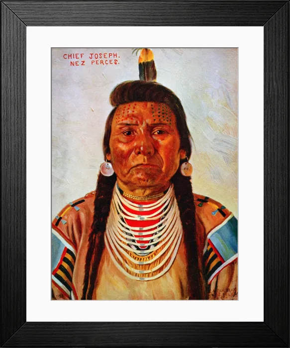 Framed Print : Chief Joseph, Nez Perc chief, head-and-shoulders portrait, facing front]  /  E.A. Burbank, Nespelem, Wash, color halftone ca. 1897
