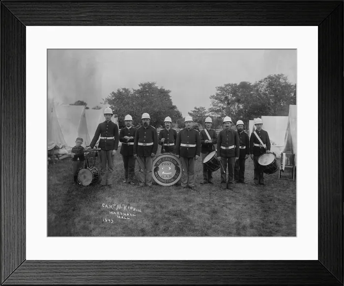 Framed Print : Kit Carson's band, Camp McKibbin, photograph, 1893