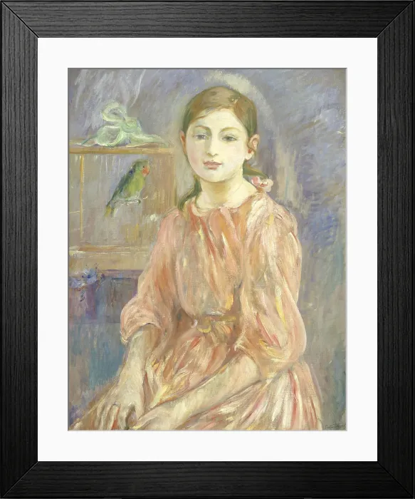 Framed Print : Artist's Daughter with a Parakeet, by Berthe Morisot, 1890, French impressionist painting, oil on canvas