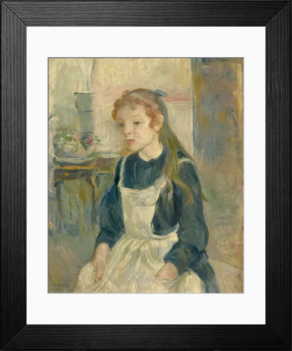 Framed Print : Young Girl with an Apron, by Berthe Morisot, 1891, French impressionist painting, oil on canvas