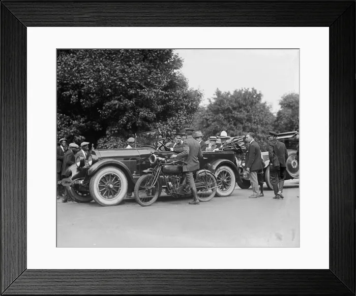 Framed Print : Tom Mix (in car), arrested for speeding, May 5, 1925