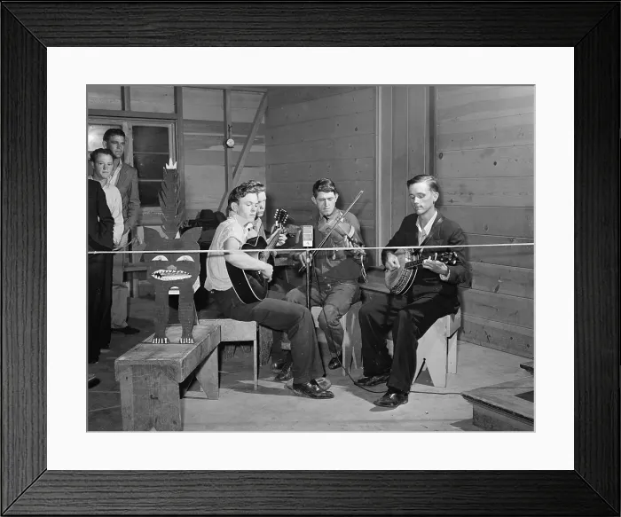 Framed Print : Band playing at Saturday night dance, Tulare migrant camp, Visalia, California, photograph by Arthur Rothstein, March, 1940 Framed Print : Band playing at Saturday night dance, Tulare migrant camp, Visalia, California, photograph by Arthur Rothstein, March, 1940