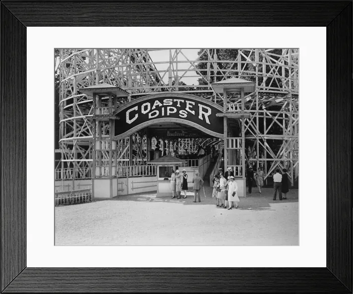 Framed Print : Amusement parks, entrance to the Coaster Dips, the roller coaster at the Glen Echo Park, Maryland, photograph, 1909-1932