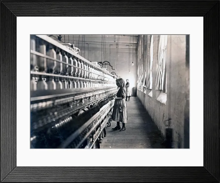 Framed Print : Child laborer portrayed by Lewis Hine in 1908. Sadie Pfeifer worked in a cotton mill in South Carolina