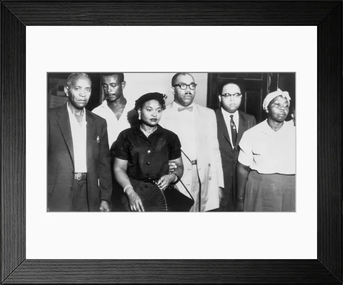 Framed Print : Emmett Till's family at the trial of his accused murderers on Sept. 22, 1955. Front left are his grandfather, John Carthan, and mother, Mamie Bradley
