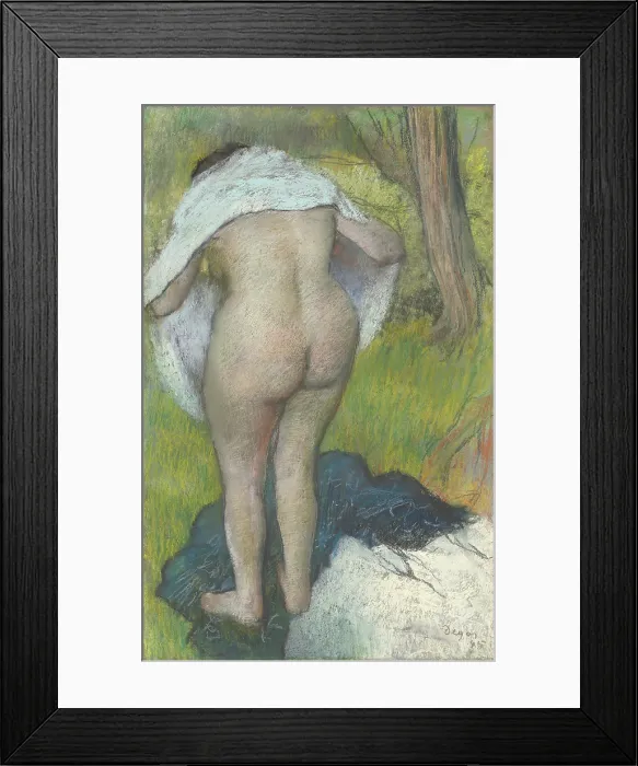 Framed Print : Girl Drying Herself, by Edgar Degas, 1885, French impressionist pastel drawing Framed Print : Girl Drying Herself, by Edgar Degas, 1885, French impressionist pastel drawing