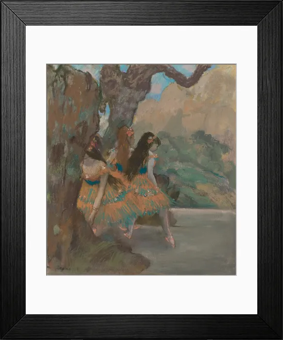 Framed Print : Ballet Dancers, by Edgar Degas, 1877, French impressionist pastel drawing. Dancers emerge from the scenery flat at the side of the stage (BSLOC_2016_5_160)