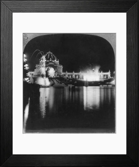 Framed Print : Fireworks, the finale of the exosition, fireworks display in the Terrace Gardens, Louisiana Purchase Exposition, photograph from stereocard, 1904