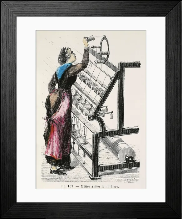 Framed Print : France. Industrial Revolution. Woman working in a textile engine. Drawing by C.Laplante. Engraving. AISA / Everett Collection**US SALES ONLY** Framed Print : France. Industrial Revolution. Woman working in a textile engine. Drawing by C.Laplante. Engraving. AISA / Everett Collection**US SALES ONLY**