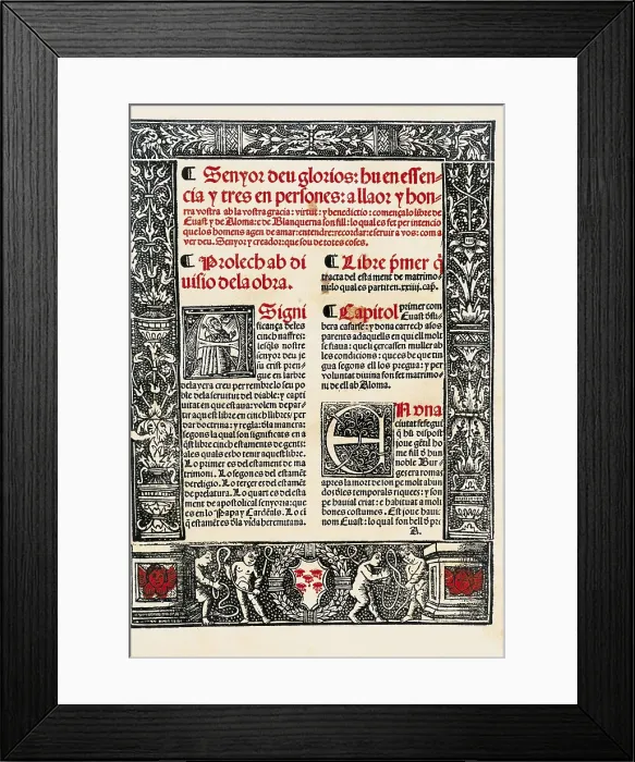 Framed Print : LLULL, Ramn (1235-1315). Prologue of Ramn Llull's work 'Blanquerna', utopic novel written between 1283 and 1285 Framed Print : LLULL, Ramn (1235-1315). Prologue of Ramn Llull's work 'Blanquerna', utopic novel written between 1283 and 1285