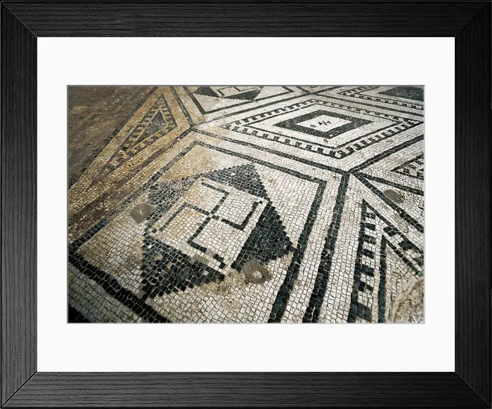 Framed Print : SPAIN. Sant Boi de Llobregat. Roman baths (2nd c. BC). Mosaic of the frigidarium. Roman art. Mosaic. Alfons Rodrguez / AISA / Everett Collection (139492)**US SALES ONLY**