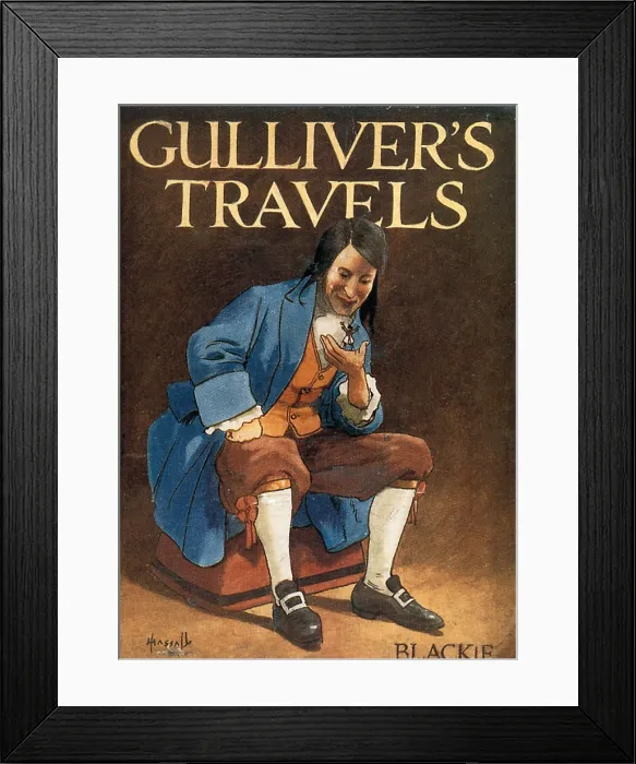 Framed Print : SWIFTJonathan (1667-1745). Gulliver's Travels. 1910. Illustration by John Kassall. Coleccin Gasca / AISA / Everett Collection (142331)**US SALES ONLY** Framed Print : SWIFTJonathan (1667-1745). Gulliver's Travels. 1910. Illustration by John Kassall. Coleccin Gasca / AISA / Everett Collection (142331)**US SALES ONLY**