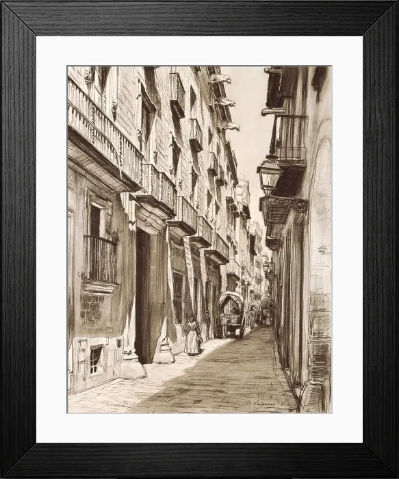 Framed Print : BAIXERAS i VERDAGUERDions (1862-1943). Montcada Street. Drawing. SPAIN. Barcelona. Barcelona City History Museum. AISA / Everett Collection (140079)**US SALES ONLY** Framed Print : BAIXERAS i VERDAGUERDions (1862-1943). Montcada Street. Drawing. SPAIN. Barcelona. Barcelona City History Museum. AISA / Everett Collection (140079)**US SALES ONLY**