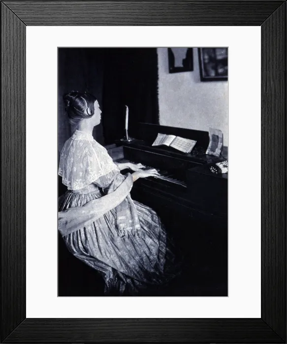 Framed Print : Woman playing a spinet piano. 1900 photograph by Frances Stebbins Allen Framed Print : Woman playing a spinet piano. 1900 photograph by Frances Stebbins Allen