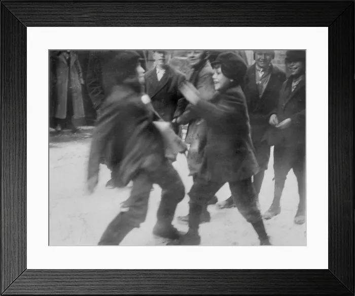 Framed Print : Two boys fighting, original caption: Fighting is not unusual here. In the alley, 4 P.M. Rochester, New York, photograph by Lewis Wickes Hine, February, 1910 Framed Print : Two boys fighting, original caption: Fighting is not unusual here. In the alley, 4 P.M. Rochester, New York, photograph by Lewis Wickes Hine, February, 1910