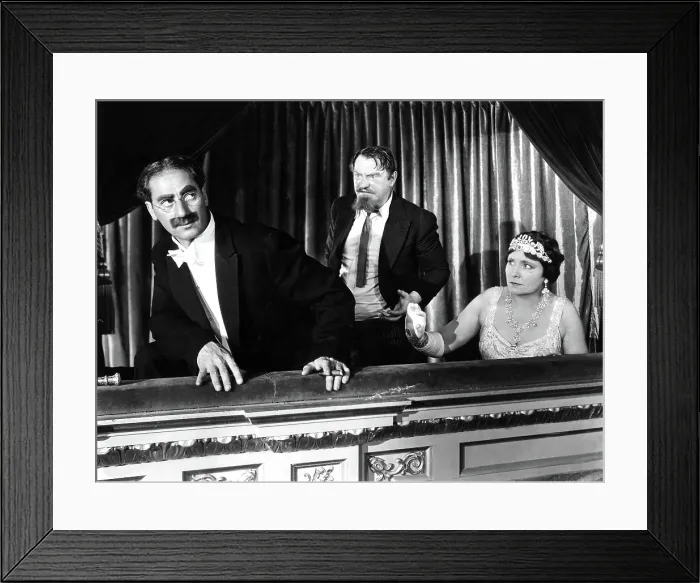 Framed Print : A NIGHT AT THE OPERA, Groucho Marx, Sig Rumann, Margaret Dumont, 1935, in the opera box
