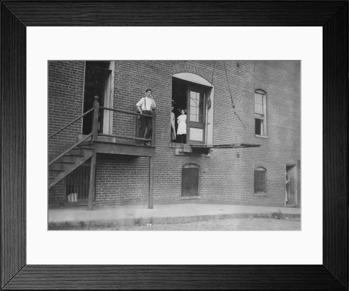 Framed Print : When the whistle blows. Closing hour at Danville Cigarette Factory, Danville, Virginia, photograph by Lewis Wickes Hine, June, 1911